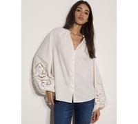 Apricot Embroidered Sleeve Blouse WHITE LARGE