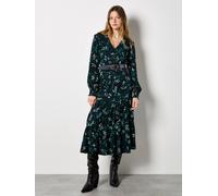 Apricot Eucalyptus Leaf Print Maxi Dress In Black Black 8
