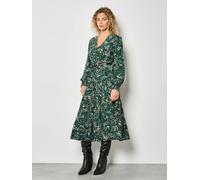 Apricot Eucalyptus Leaf Print Maxi Dress In Green Green 8