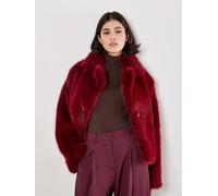 Apricot Faux Fur Short Coat In Burgundy Burgundy 14