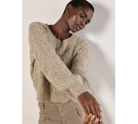Apricot Women's Flecked Braid Cable Knit Jumper in Stone | Size: 16 Apricot Stone 16