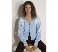Apricot Floral Applique Cardigan In Blue Blue