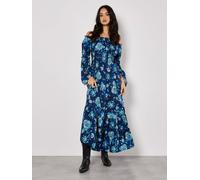 Apricot Floral Bardot Maxi Dress In Navy Navy 18