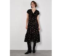 Apricot Floral Heart Ditsy Print Dress, Black, Size L, Women Black
