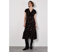 Apricot Floral Heart Midi Dress In Black Black