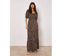 Apricot Floral Paisley Milkmaid Maxi Dress In Black Black