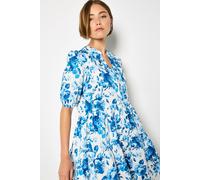 Apricot Poplin Short Tiered Babydoll Dress, Blue, Size L, Women Blue