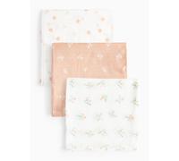Apricot & Floral Printed Muslin Cloths 3 Pack One Size