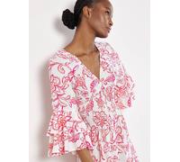 Apricot Floral Smocked Ruffle Mini Dress In Pink Pink 18