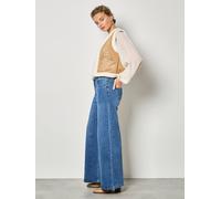 Apricot Women's Floral Suede Teddy Borg Gilet in Brown | Size: 12 Apricot Brown 12