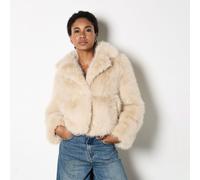 Apricot Fur Collar Short Coat BURGUNDY 2XL