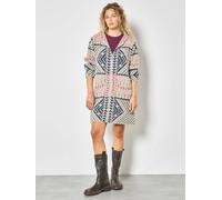 Apricot Women's Geometric Folk Knitted Coatigan in Beige | Size: 10