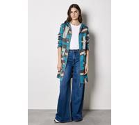 Apricot Geometric Knitted Zip-Down Cardigan In Dark Grey Dark Grey