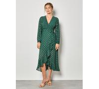 Apricot Women's Gold Foil Polka Dot Chiffon Wrap Dress in Green | Size: 8 Apricot Green 8