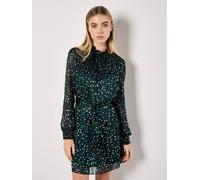 Apricot Women's Gold Foil Spot Self-Stripe Mini Dress in Green | Size: 18 Apricot Green 18