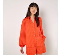Apricot Grandad Collar Self Stripe Cuff Shirt ORANGE SIZE 10