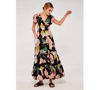 Apricot Graphic Floral Print Maxi Dress In Black Black 8
