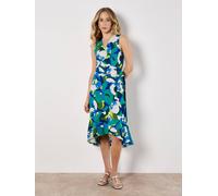 Apricot Graphic Floral Wrap Midi Dress In Aqua Aqua 8