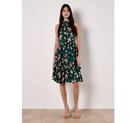 Apricot Halterneck Tiered Floral Mini Dress In Green Green 16