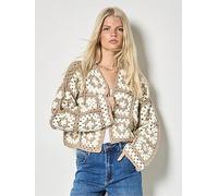 Apricot Women's Hand-Knit Crochet Squares Cardigan in Brown | Size: 12 Apricot Brown 12