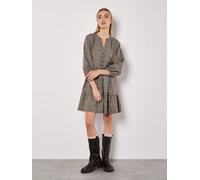 Apricot Heritage Check Ruffle Hem Mini Dress In Grey Grey 16