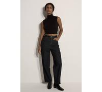 Apricot Women's High Neck Knitted Crop Top in Black | Size: 14 Apricot Black 14