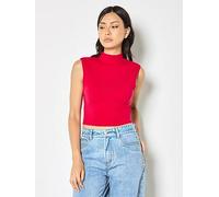 Apricot High Neck Knitted Crop Top, Red, Size M, Women Red