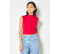 Apricot High Neck Knitted Crop Top, Red, Size S, Women Red