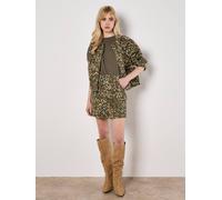 Apricot Women's Ikat Denim Mini Skirt in Khaki | Size: 12 Apricot Khaki 12