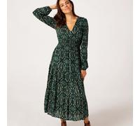 Apricot Ikat Smocked Waist Tiered Midaxi Dress GREEN EXTRA SMALL