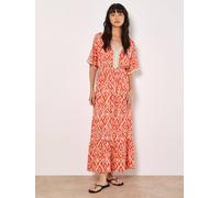 Apricot Ikat Swirl Shimmer Maxi Dress In Orange Orange 8