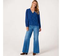 Apricot Jacquard Balloon Sleeve Blouse PEACH SIZE 10