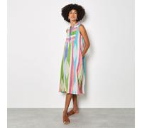 Apricot Jacquard Cotton Stripe Midi Dress PINK MEDIUM