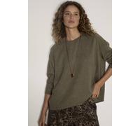 Apricot Women's Jacquard Knit Jersey Top in Khaki | Size: 14