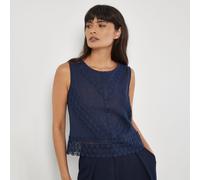 Apricot Lace Hem Back Bow Cotton Top NAVY SIZE 12