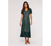 Lace V-Neck Midi Dress Apricot Green 8