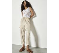 Apricot Women's Ladder Lace Insert Linen Joggers in Stone | Size: 8