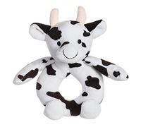Apricot Lamb Baby Cow Soft Ring Rattle Toy, Hold and Shake Toy with Sound,Plush Stuffed Animal for Newborn Infant Babies Over 0 Months (Cow, 6 Inches)