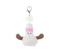 Apricot Lamb Badminton Stuffed Plush Keychain, Soft Plushies Cute Keychain Toys for Kids' Bag, Backpack, Purse, White 3.5 Inches
