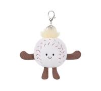 Apricot Lamb Baseball Stuffed Plush Keychain, Soft Plushies Cute Keychain Toys for Kids' Bag, Backpack, Purse, White 3 Inches