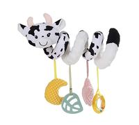 Apricot Lamb Cow Rattle Pram Toys for Babies, Pushchair Stroller Car Seat Cot Crib Toys 0-3 Months and Above, Plush Activity Hanging Toy Sensory Toys Gift for Newborn Infant