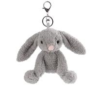 Apricot Lamb Cute Filled Rabbit Keyring 15 cm - Rabbit Cuddly Toy Pendant with Key Ring for Lanyard, Keychain & Key Holder - for Kids - School Cone Pendant (Grey)