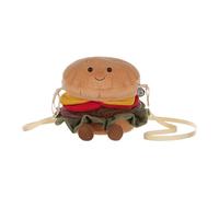 Apricot Lamb Delicious Burger Shaped Crossbody Plush Shoulder Bag for Kids, Teen Girls Boys, Plushies Stuffed Animal Purse, Kids Fashion Handbags, Brown