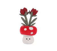 Apricot Lamb Mushroom Shaped Rose Vase Stuffed Animals Soft Plushies for Baby Girl and Boy, Plush Toys for Kids, Fluffy Red Flower 9.5 Inches
