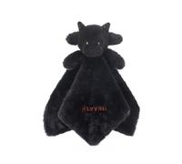 Apricot Lamb Personalized Black Dragon Baby Comforter Security Blanket Infant Nursery Character Custom Blanket Luxury Snuggler Plush Lovey with Name for Newborn