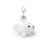 Apricot Lamb Seal Pup Stuffed Plush Keychain, Soft Plushies Cute Keychain Toys for Kids' Bag, Backpack, Purse, White 5 Inches