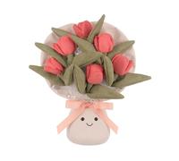Apricot Lamb Tulips Bouquet Plushies Stuffed Animals for Kids, Soft Cute Plush Toys for Baby Girl and Boy, Fluffy Tulips Bouquet Red