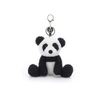 Apricot Lamb Velvet Panda Stuffed Plush Keychain, Soft Plushies Cute Keychain Toys for Kids' Bag, Backpack, Purse, Black 4.5 Inches