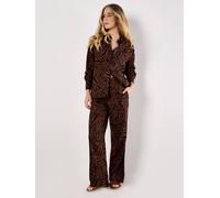 Apricot Leaf Linen Blend Wide Leg Trousers In Brown Brown 16