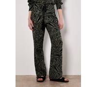 Apricot Women's Leaf Linen Blend Wide Leg Trousers in Khaki | Size: 18 Apricot Khaki 18